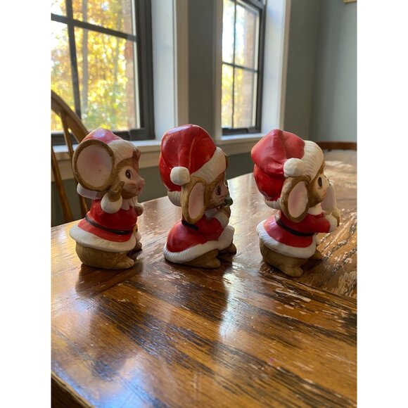 Vintage Homco Christmas Mice Santa Figurines Set Of 3 Holiday Collectibles - Picture 3 of 6